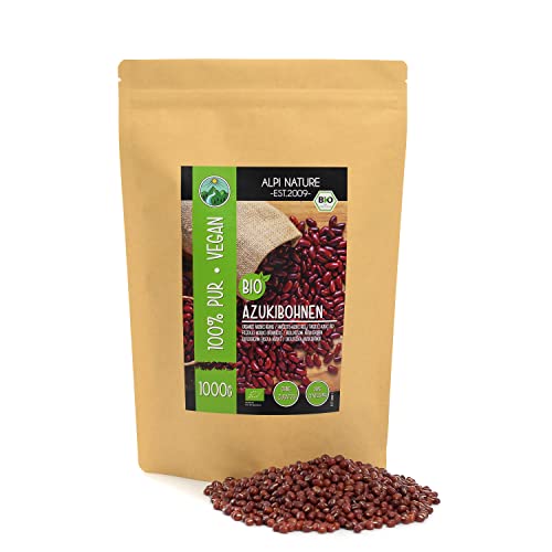 BIO Azukibohnen (1kg), Azuki Bohnen, Adzukibohnen aus kontrolliert biologischem Anbau, glutenfrei, laktosefrei, laborgeprüft, vegan, 100% naturrein ohne Zusätze von Alpi Nature