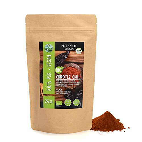 BIO Chipotle Chili Pulver (250g), Bio Chipotlepulver, Chipotle Chili gemahlen aus kontrolliert biologischem Anbau, Chilipulver 100% rein und naturbelassen von Alpi Nature