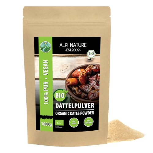 BIO Dattelzucker (1kg), Bio Dattelpulver aus kontrolliert biologischem glutenfrei, laktosefrei, Datteln gemahlen, laborgeprüft, vegan von Alpi Nature