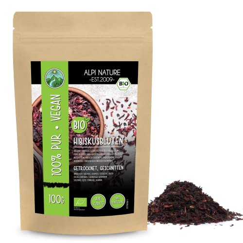 Hibiskustee BIO 100g von Alpi Nature, Hibiskusblütentee, Hibiskusblüten geschnitten, Hibiskus Tee lose, Hibiscus Tea von Alpi Nature