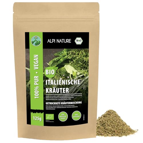 BIO Italienische Kräuter (125g), Bio Italienische Kräutermischung, Zutaten aus kontrolliert biologischem Anbau, 100% natürlich, Bio Kräutermischung Italien, ohne Zusätze von Alpi Nature