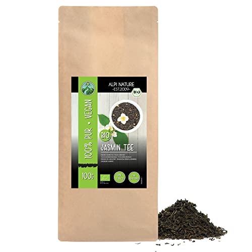 Jasmintee BIO 100g von Alpi Nature, Jasmin Blüten getrocknet, Grüner Tee bio mit Jasminblüten, natürlich koffeinhaltig von Alpi Nature