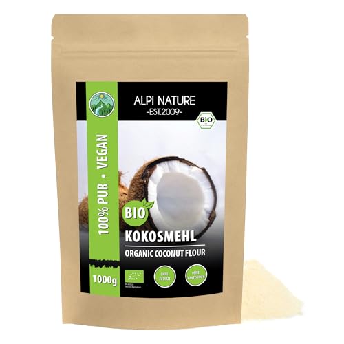 BIO Kokosmehl (1kg), Rohkostqualität aus kontrolliert biologischem Anbau, glutenfrei, laktosefrei, laborgeprüft, vegan von Alpi Nature