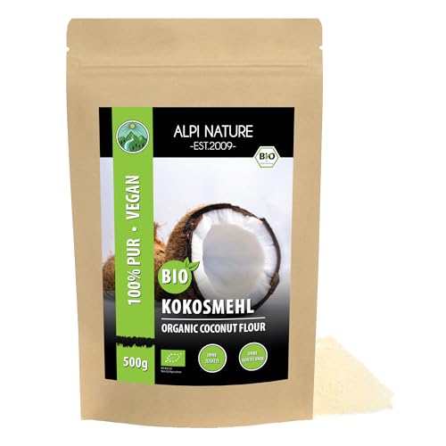 BIO Kokosmehl (500g), Rohkostqualität aus kontrolliert biologischem Anbau, glutenfrei, laktosefrei, laborgeprüft, vegan von Alpi Nature