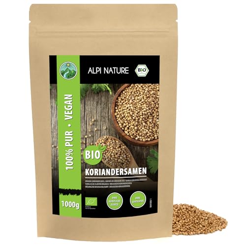 BIO Koriandersamen ganz (1kg), Bio Koriander Samen, Koriander ganz aus kontrolliert biologischem Anbau, Bio Koriandersaat laborgeprüft, 100% rein und naturbelassen von Alpi Nature