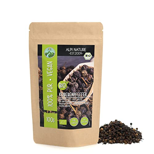 BIO Kubebenpfeffer (100g), Bio Kubeben Pfeffer, Java Pfeffer aus kontrolliert biologischem Anbau, Cubeb Pfeffer laborgeprüft, 100% rein und naturbelassen von Alpi Nature