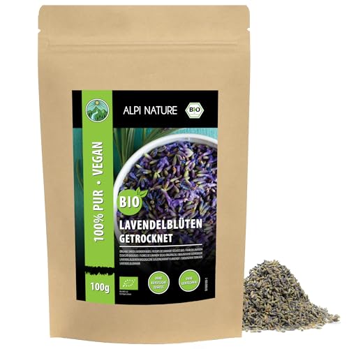 BIO Lavendelblüten (100g), Lavendel Blüten Bio getrocknet, Lavendel aus biologischem Anbau, Bio Lavendelblüten ganz 100% natürlich, ohne Zusätze von Alpi Nature