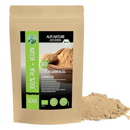 Löwenzahnwurzel Pulver BIO 500g von Alpi Nature, Löwenzahnwurzel gemahlen für Smoothies, Säfte, Tee von Alpi Nature