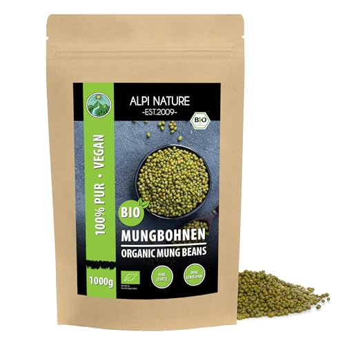 BIO Mungbohnen (1kg), Mung Bohnen aus kontrolliert biologischem Anbau, glutenfrei, laktosefrei, laborgeprüft, vegan, 100% naturrein ohne Zusätze von Alpi Nature