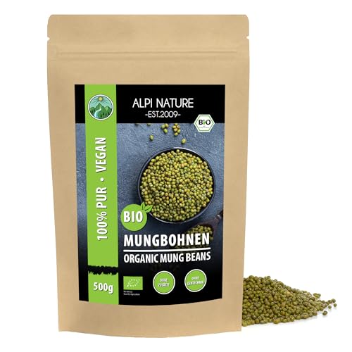 BIO Mungbohnen (500g), Mung Bohnen aus kontrolliert biologischem Anbau, glutenfrei, laktosefrei, laborgeprüft, vegan, 100% naturrein ohne Zusätze von Alpi Nature