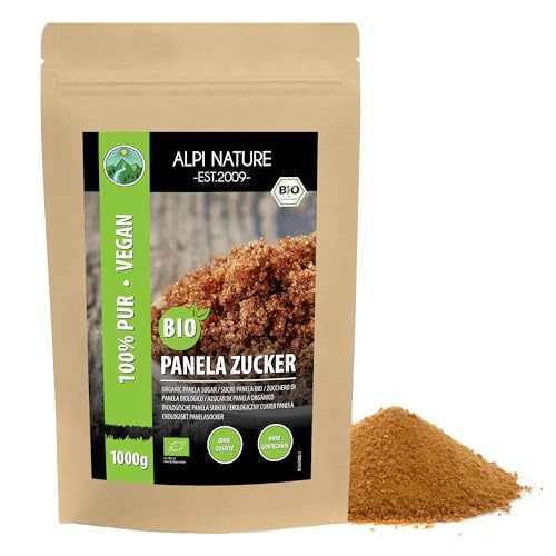 BIO Panela Zucker (1kg), Bio Panelazucker, Braunzucker roh und 100% naturbelassen, Vollrohrzucker ohne Zusätze von Alpi Nature