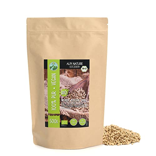 Pfeffer weiß ganz BIO 500g von Alpi Nature, weißer Pfeffer, weiße Pfefferkörner, Pfefferkörner weiß von Alpi Nature