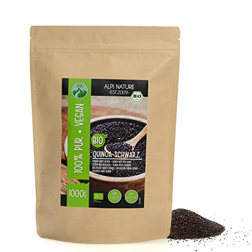 BIO Quinoa schwarz (1kg), schwarze Quinoa Bio aus kontrolliert biologischem Anbau, glutenfrei, laktosefrei, laborgeprüft, vegan, 100% naturrein ohne Zusätze von Alpi Nature