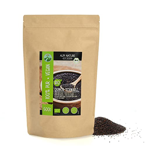 BIO Quinoa schwarz (500g), schwarze Quinoa Bio aus kontrolliert biologischem Anbau, glutenfrei, laktosefrei, laborgeprüft, vegan, 100% naturrein ohne Zusätze von Alpi Nature