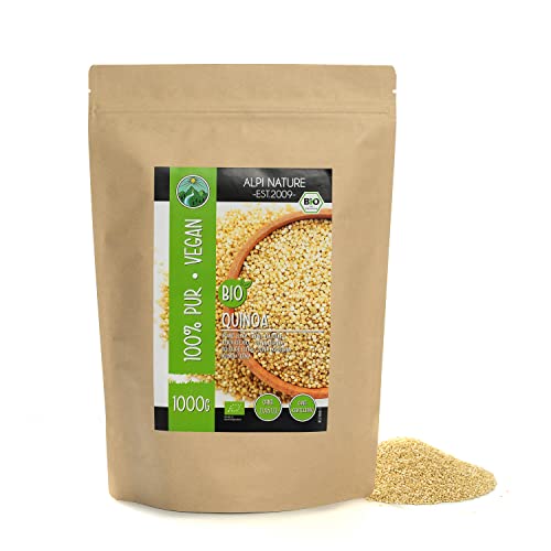 BIO Quinoa weiß (1kg), weiße Quinoa Bio aus kontrolliert biologischem Anbau, glutenfrei, laktosefrei, laborgeprüft, vegan, 100% naturrein ohne Zusätze von Alpi Nature