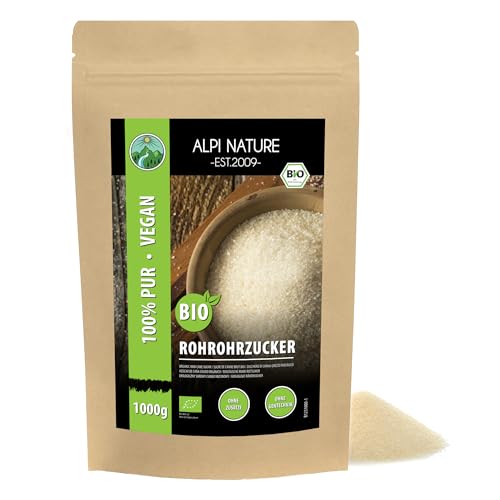 BIO Rohrohrzucker (1000g), Bio Rohrohr Zucker, Braunzucker roh und 100% naturbelassen, Vollrohrzucker ohne Zusätze von Alpi Nature