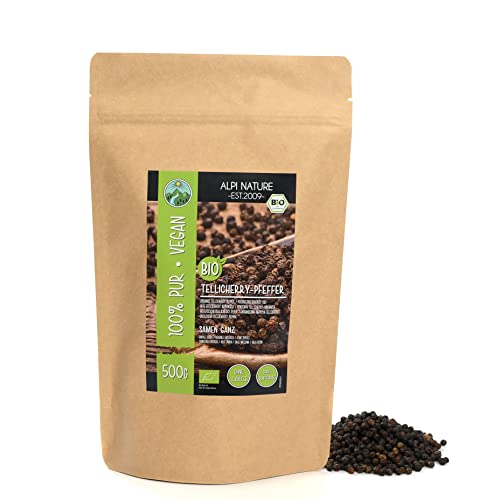 Tellicherry Pfeffer ganz BIO 500g von Alpi Nature, Pfeffer schwarz Telicherry, Pfefferkörner ganz von Alpi Nature