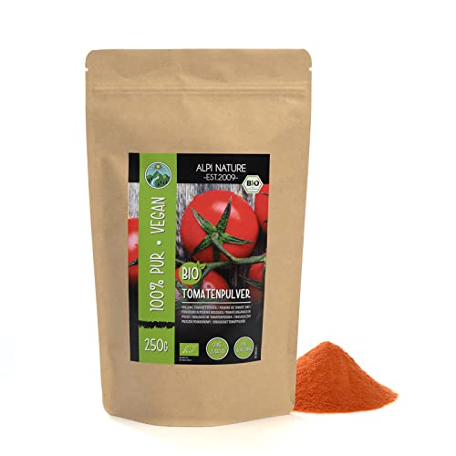 BIO Tomaten Pulver (250g), Bio Tomatenpulver, Tomaten gemahlen aus kontrolliert biologischem Anbau, 100% rein und naturbelassen von Alpi Nature