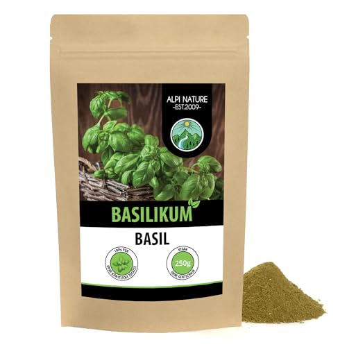 Basilikum gemahlen (250g), Basilikumpulver, 100% natürlich und ohne Zusätze, Basilikum Pulver schonend getrocknet und gemahlen von Alpi Nature