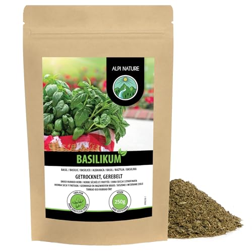 Basilikum getrocknet 250g von Alpi Nature, Basilikumblätter gerebelt, italienisches Gewürz von Alpi Nature