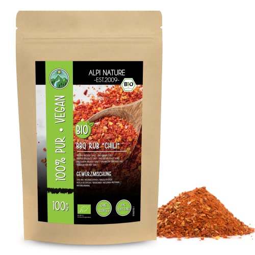 BBQ Rub Chili Geschmack BIO 100g von Alpi Nature, BBQ Gewürz zum Marinade und Grillen, Gewürzmischung von Alpi Nature