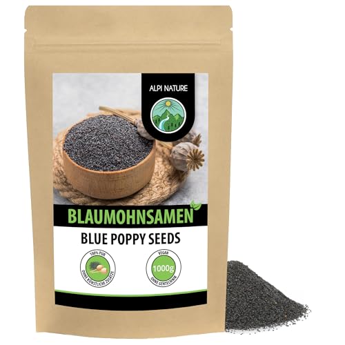 Mohnsamen 1kg von Alpi Nature, Blaumohn Samen ganz, Mohn Samen ganz zum Backen und Mohnkuchen von Alpi Nature