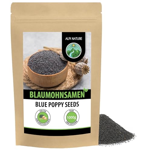 Blaumohn (1kg), Mohnsamen ganz, Mohn ganz, 100% natürlich, zum Backen und Kochen, frei von Zusätzen von Alpi Nature