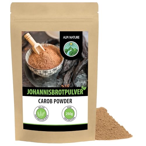 Carobpulver (250g), Johannisbrot gemahlen, Johannisbrotpulver dunkel, Johannisbrotmehl, naturrein und vegan von Alpi Nature