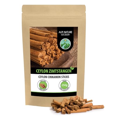 Ceylon Zimtstangen 250g von Alpi Nature, Ceylon Zimtstangen ganz 80mm aus Sri Lanka, Ca. 30 Stangen pro Beutel von Alpi Nature