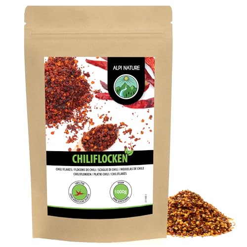 Chiliflocken (1kg), Chili Flocken, Chilischoten geschrotet 100% natürlich und ohne Zusätze, Chili gehackt, Chilli Gewürz von Alpi Nature