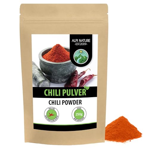Chilipulver (250g), Chili Pulver, Chilischoten gemahlen 100% natürlich und ohne Zusätze, Chili gemahlen, Chilli Gewürz von Alpi Nature