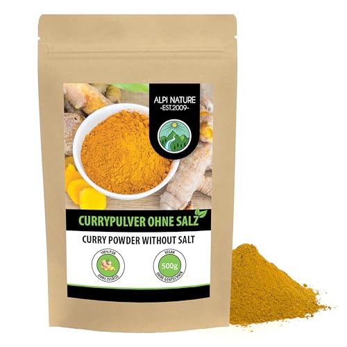 Currypulver indisch Madras (500g), Currypulver suess ohne Salz, Currypulver mild, typisch indische Gewürzmischung, wiederverschließbare Verpackung von Alpi Nature