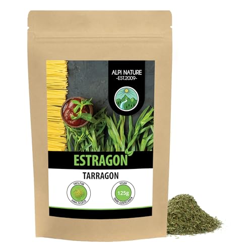 Estragon gerebelt (125g), Estragon schonend getrocknet, Estragonblätter 100% rein und naturbelassen zur Zubereitung von Gewürzmischungen von Alpi Nature