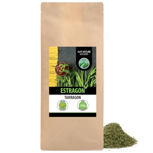 Estragon gerebelt (250g), Estragon schonend getrocknet, Estragonblätter 100% rein und naturbelassen zur Zubereitung von Gewürzmischungen von Alpi Nature