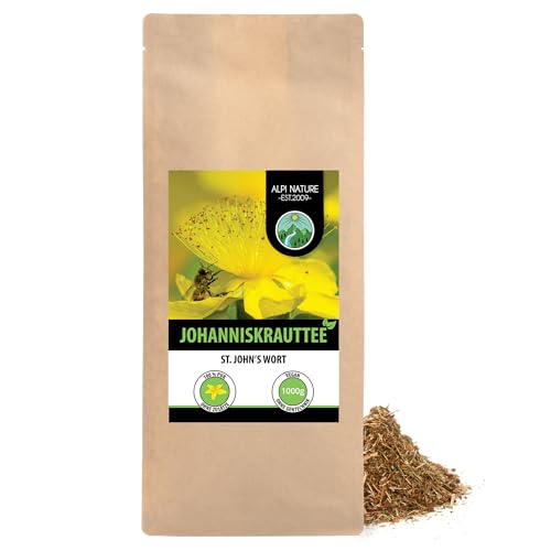 Johanniskraut Tee (1kg), Geschnitten, schonend getrocknet, 100% rein und naturbelassen zur Zubereitung von Tee, Kräutertee, Johanniskrauttee von Alpi Nature