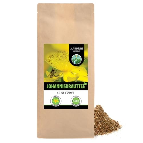 Johanniskraut Tee (500g), Geschnitten, schonend getrocknet, 100% rein und naturbelassen zur Zubereitung von Tee, Kräutertee, Johanniskrauttee von Alpi Nature