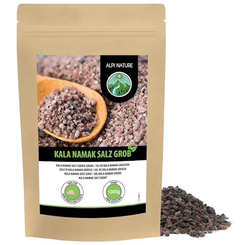 Kala Namak Salz grob (1kg), Kala Namak aus Indien, Kala Namak Steinsalz, bekannt als Schwarzsalz von Alpi Nature