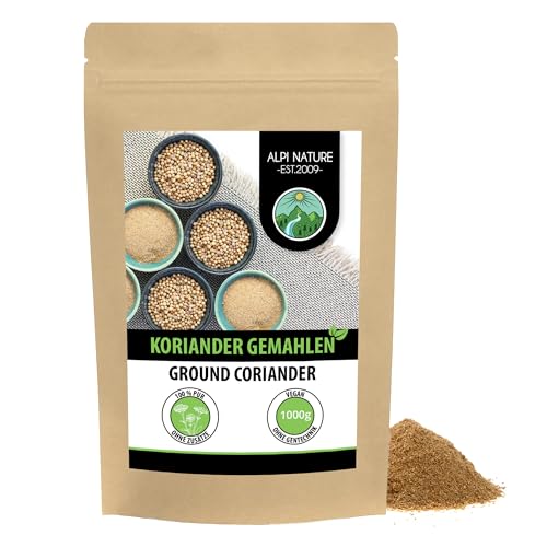 Koriander gemahlen (1kg), Korianderpulver, Koriandersamen gemahlen, 100% naturrein, Koriandersaat als Pulver, natürlich ohne Zusätze von Alpi Nature