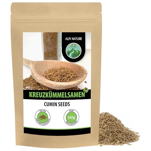 Kreuzkümmel ganz (500g), Kreuzkümmelsamen 100% naturrein, Kümmelkörner natürlich ohne Zusätze, vegan von Alpi Nature