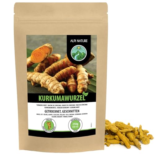 Kurkumawurzel geschnitten (250g), Kurkuma Wurzel, Kurkuma Tee, Kurkumastücke geschrotet, Kurkumatee 100% natürlich, Kurkuma ohne Zusätze, Kurkuma Wurzel geschnitten von Alpi Nature