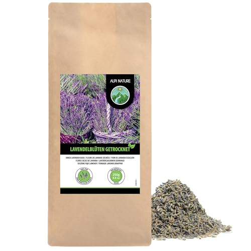 Lavendel getrocknet (250g), Lavendelblüten 100% naturrein, duftintensiv, schonend getrocknet und ohne Zusätze zur Teezubereitung, Duftsäckchen oder Deko von Alpi Nature