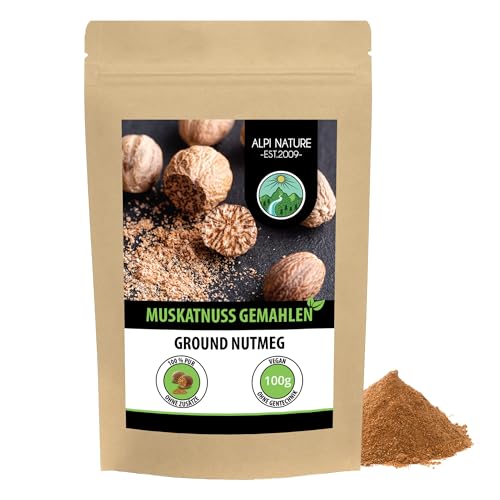 Muskatnuss gemahlen (100g), Muskatnüsse 100% naturrein, natürlich ohne Zusätze, vegan von Alpi Nature