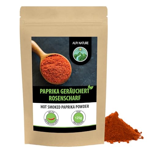 Paprika rosenscharf geräuchert (125g), Paprika gemahlen scharf aus Spanien, Paprikapulver geräuchert in wiederverschließbare Verpackung von Alpi Nature