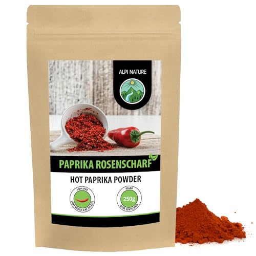 Paprika scharf (250g), Paprika gemahlen scharf, Paprikapulver scharf in wiederverschließbare Verpackung von Alpi Nature