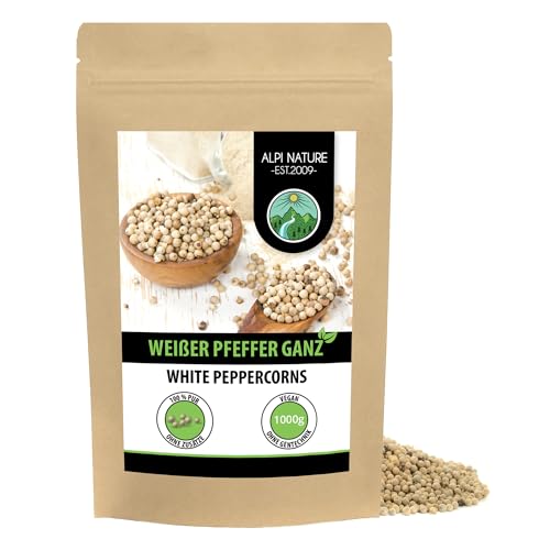 Pfeffer weiß ganz 1kg von Alpi Nature, weißer Pfeffer ganz, weiße Pfefferkörner, Pfefferkörner weiß von Alpi Nature