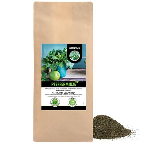 Pfefferminze (250g), Pfefferminzblätter geschnitten, Pfefferminztee schonend getrocknet, 100% rein und naturbelassen, Kräutertee von Alpi Nature