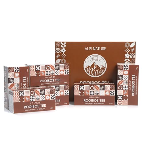 Rooibos Tee von Alpi Nature, 120 Rooibostee Beutel, 180g (6 Schachteln mit 20 Teebeutel à 1.5g), Teeblätter getrocknet zur Kräutertee und Tee Rooibos, Kräutertee Beutel von Alpi Nature