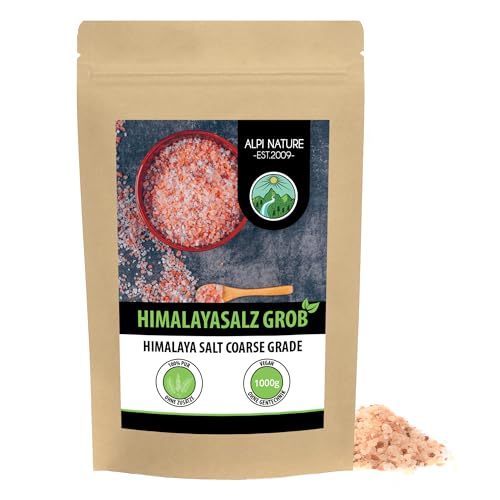 Rosa Kristallsalz grob (1kg), bekannt als Himalaya Salz aus den Khewra-Salzminen in Punjab, Pakistan, Himalayasalz 2-4mm für die Salzmühle, naturreines Steinsalz von Alpi Nature
