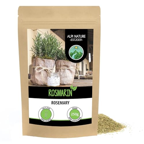 Rosmarin getrocknet (250g), 100% rein und naturbelassen für Gewürzmischungen und Rosmarin Tee von Alpi Nature