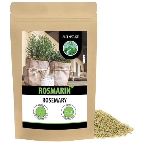 Rosmarin getrocknet (250g), 100% rein und naturbelassen für Gewürzmischungen und Rosmarin Tee von Alpi Nature